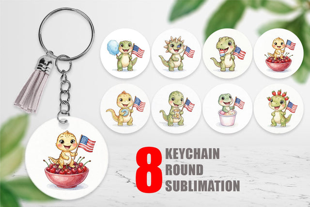 Keychain Spotted Summer Treats Dino Watercolor Sublimation artnoy 