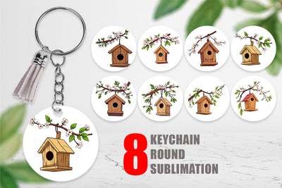 Keychain Spring Birdhouse Sublimation artnoy 