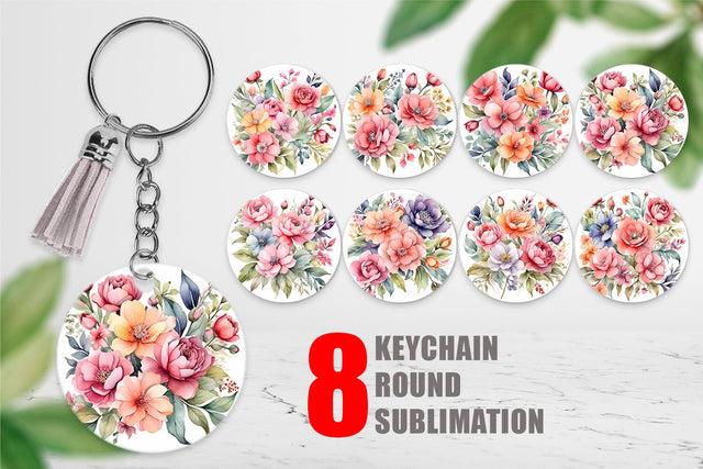Keychain Spring Flowers Bouquet Sublimation artnoy 