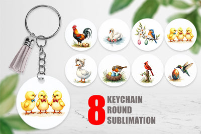 Keychain Spring Garden Birds Sublimation artnoy 