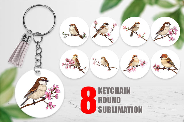 Keychain Spring Sparrow Sublimation artnoy 