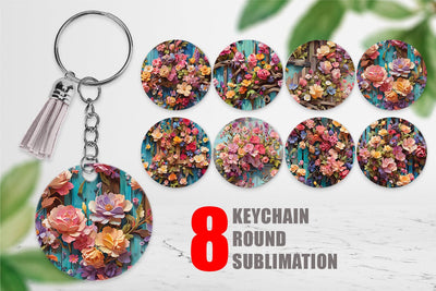 Keychain Spring Wooden Fence Sublimation artnoy 