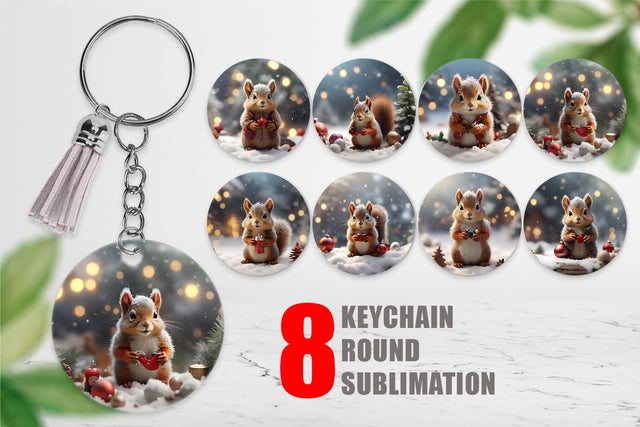 Keychain Squirrel Christmas Sublimation artnoy 