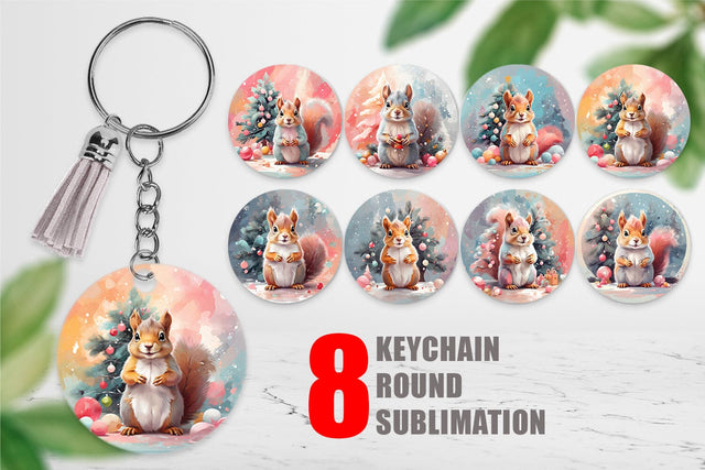 Keychain Squirrel Christmas Sublimation artnoy 