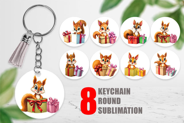Keychain Squirrel Gift Sublimation artnoy 