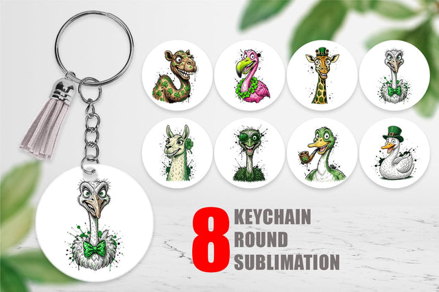 Keychain St Paddys Animal Caricature Sublimation artnoy 