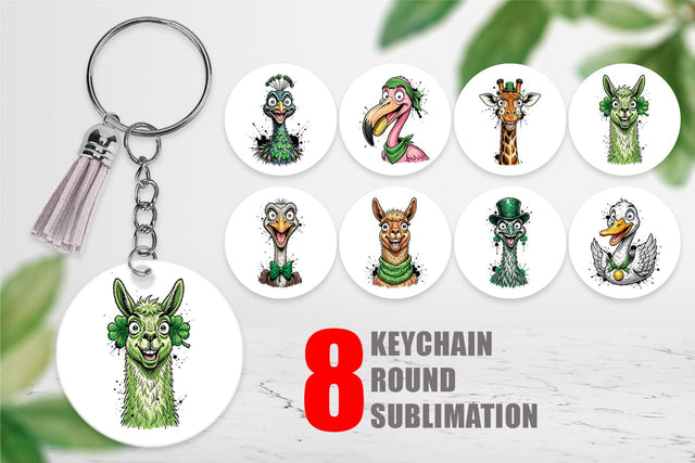 Keychain St Paddys Animal Party Art Sublimation artnoy 