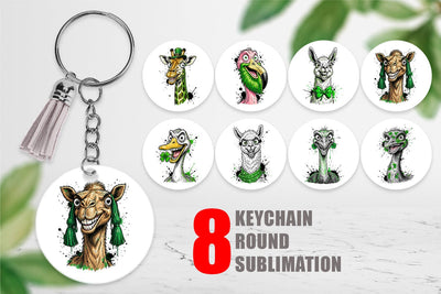 Keychain St Paddys Zany Zoo Animals Sublimation artnoy 