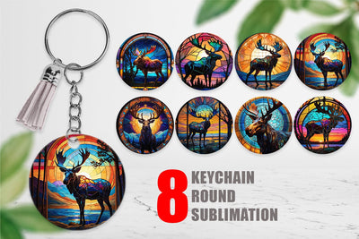 Keychain Stained Glass Deer Sublimation artnoy 