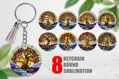 Keychain Stained Glass Tree Sublimation artnoy 
