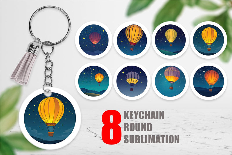 Keychain Starry Hot Air Balloon Sublimation artnoy 