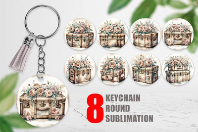Keychain Steamer Trunk Sublimation artnoy 
