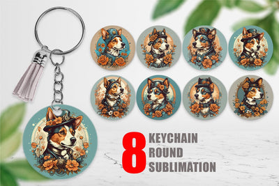 Keychain Steampunk Dog Sublimation artnoy 