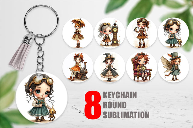 Keychain Steampunk Dolls Sublimation artnoy 