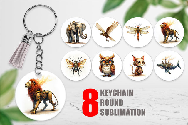 Keychain Steampunk Menagerie Sublimation artnoy 