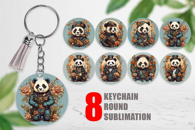 Keychain Steampunk Panda Sublimation artnoy 