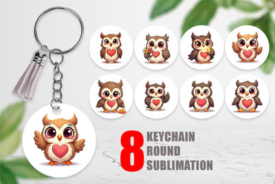 Keychain Stitched Owl Poses Sublimation artnoy 