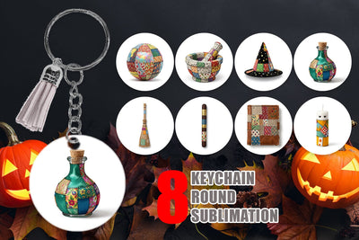 Keychain Stitched Witchcraft Craft Patchwork Sublimation artnoy 