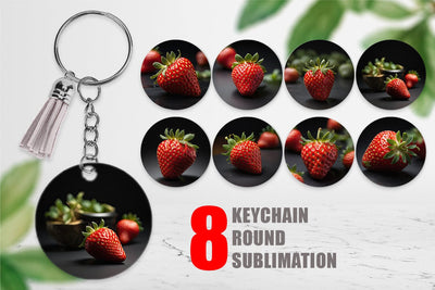 Keychain Strawberry Fruit Sublimation artnoy 