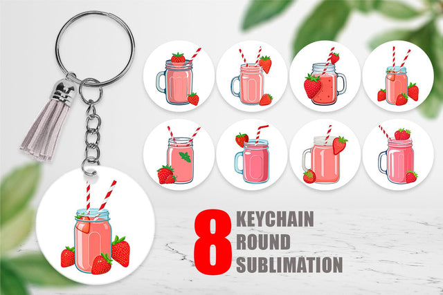 Keychain Strawberry Smoothie Sublimation artnoy 