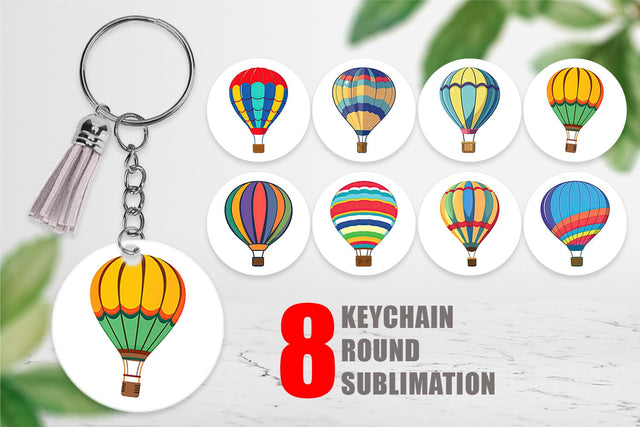 Keychain Striped Hot Air Balloon Sublimation artnoy 