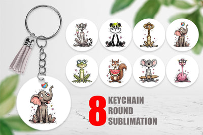 Keychain Summer Animal Sketch Party Sublimation artnoy 