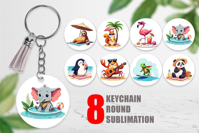 Keychain Summer Animals Sublimation artnoy 