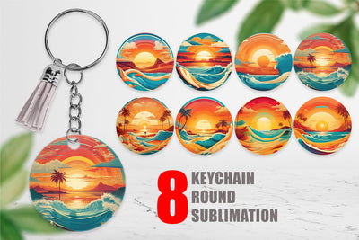 Keychain Summer Beach Sunset Sublimation artnoy 