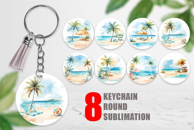 Keychain Summer Beach Vacation Sublimation artnoy 