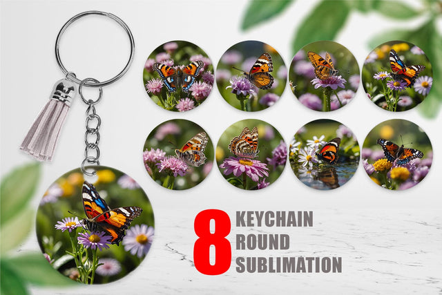 Keychain Summer Beautiful Butterfly Sublimation artnoy 