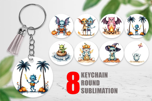 Keychain Summer Break Monsters Sublimation artnoy 