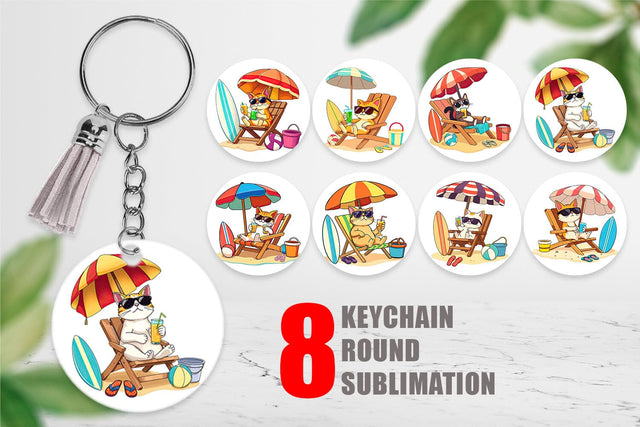 Keychain Summer Cat Sublimation artnoy 