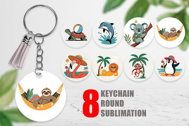Keychain Summer Day Animal Sublimation artnoy 