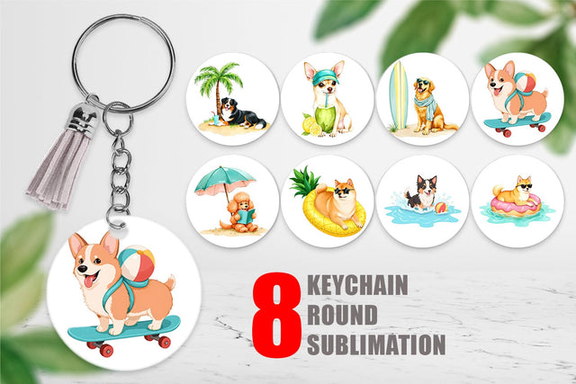 Keychain Summer Dog Day Sublimation artnoy 