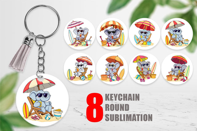 Keychain Summer Elephant Sublimation artnoy 