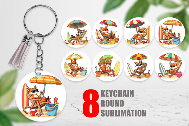 Keychain Summer Fox Sublimation artnoy 