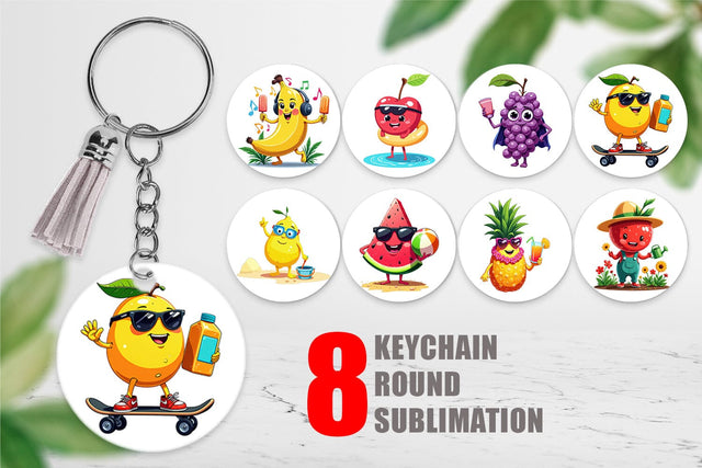 Keychain Summer Fruit Faces Sublimation artnoy 