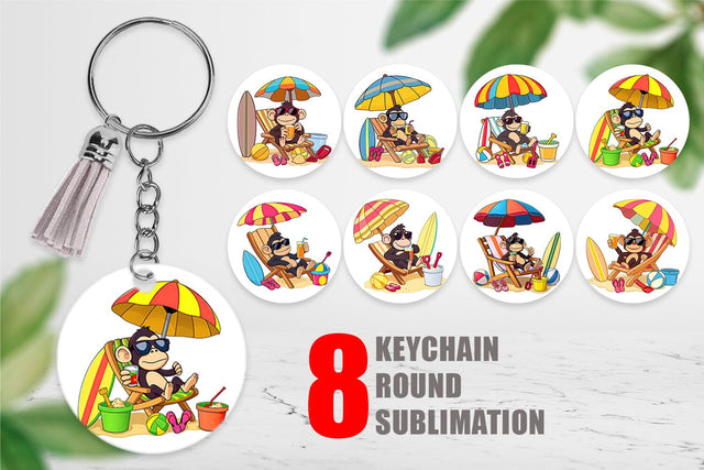 Keychain Summer Monkey Sublimation artnoy 