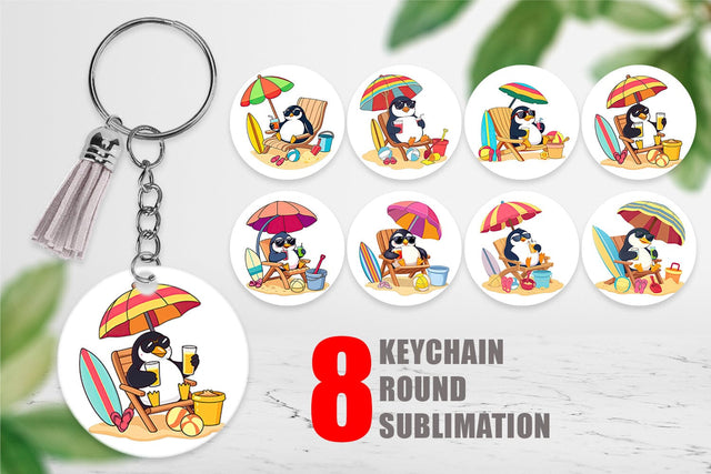 Keychain Summer Penguin Sublimation artnoy 