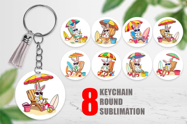 Keychain Summer Rabbit Sublimation artnoy 
