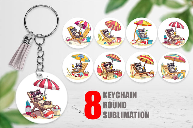Keychain Summer Raccoon Sublimation artnoy 