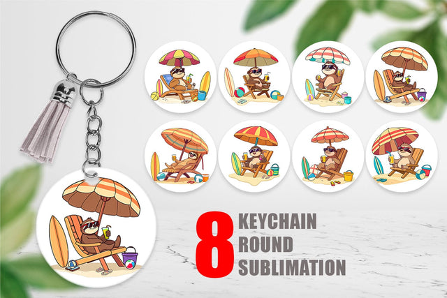 Keychain Summer Sloth Sublimation artnoy 