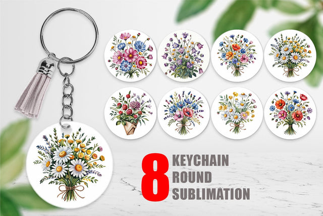 Keychain Summer Wildflower Sublimation artnoy 