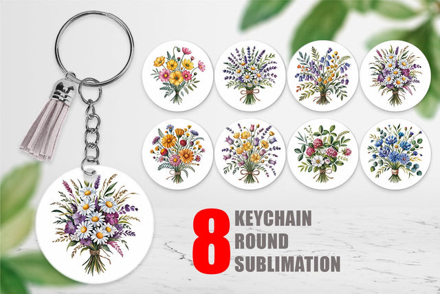 Keychain Summer Wildflower Sublimation artnoy 
