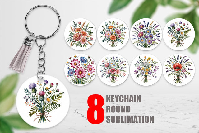Keychain Summer Wildflower Sublimation artnoy 
