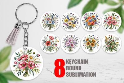 Keychain Summer Wildflower Sublimation artnoy 