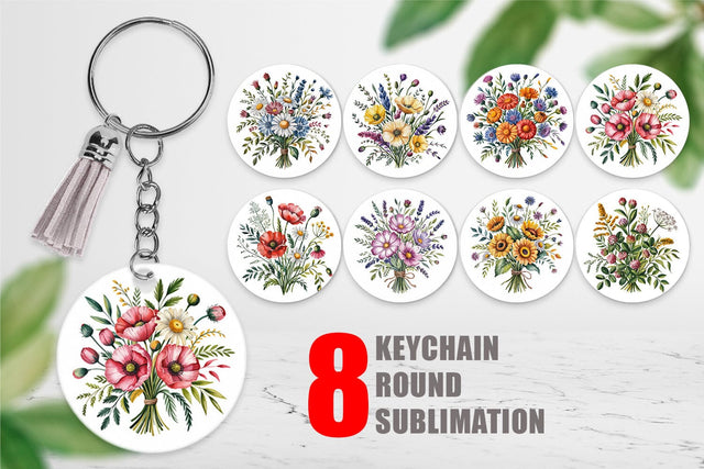 Keychain Summer Wildflower Sublimation artnoy 