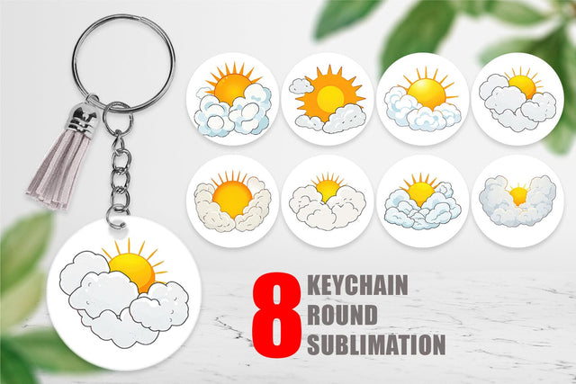 Keychain Sun and Clouds Sublimation artnoy 