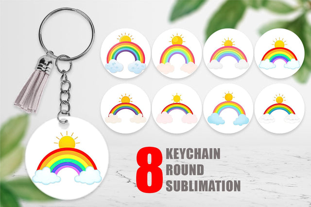 Keychain Sun and Rainbow Sublimation artnoy 