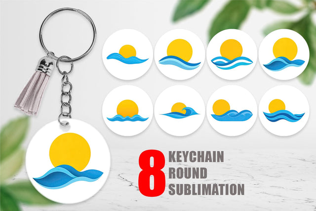 Keychain Sun and Waves Sublimation artnoy 